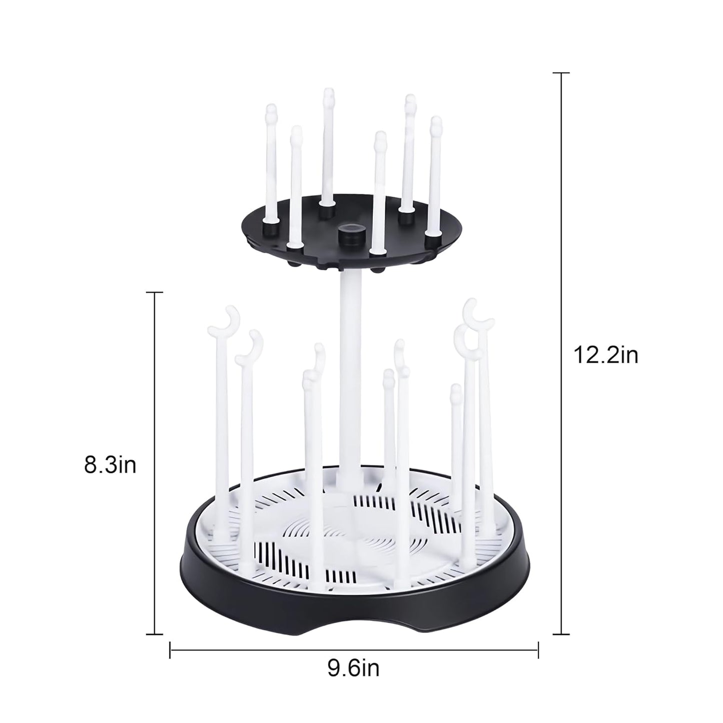 Baby Bottle Drying Rack,Double-Layer Bottle Drying Rack,Hold Up to 16 Baby Bottles,Suitable for Indoor, Kitchen, Living Room（Black and White）
