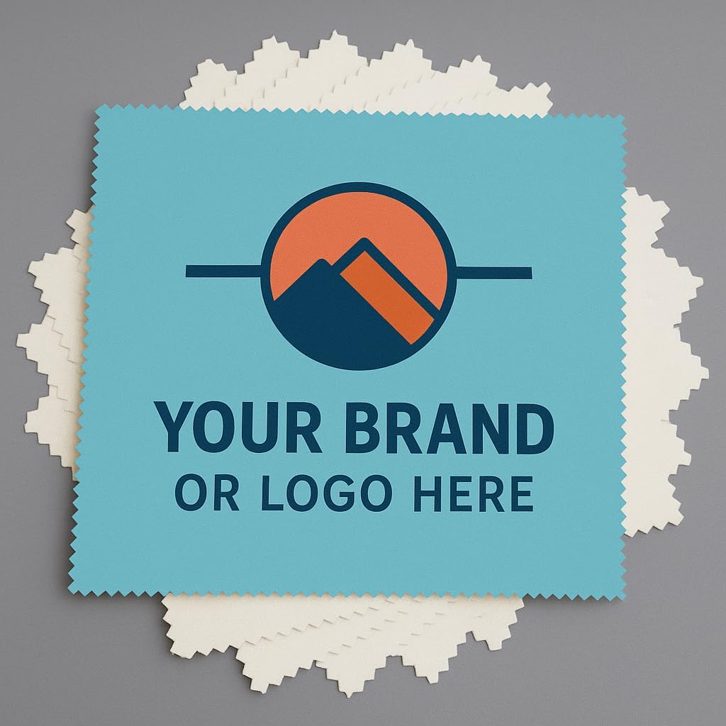 Ships Next Day, Made in USA - Customizable Microfiber Cleaning Cloth - Perfect Eyeglass Cleaner Promotional Gift - Premium Microfiber Lens Wipes - Logo or Image Printed (50 Pack) Double Sided