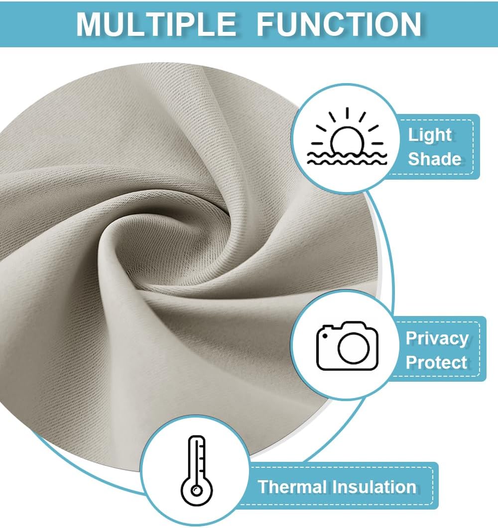 RYB HOME Blackout Short Cafe Curtains, Privacy Light Block Small Window Curtains for Bedroom Kitchen Basement Dining Classroom, W 42 x L 36 inches, Natural, 2 Panels