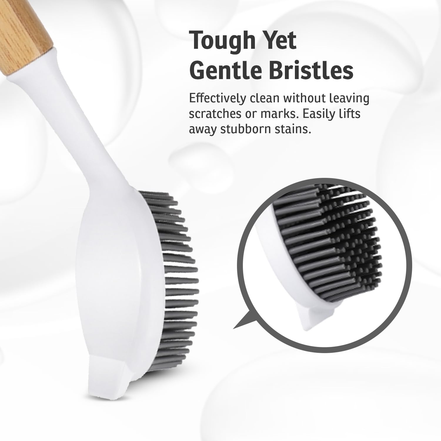 Bamboo Dish Brush with Handle – Kitchen Dish Brush with Nylon Bristles