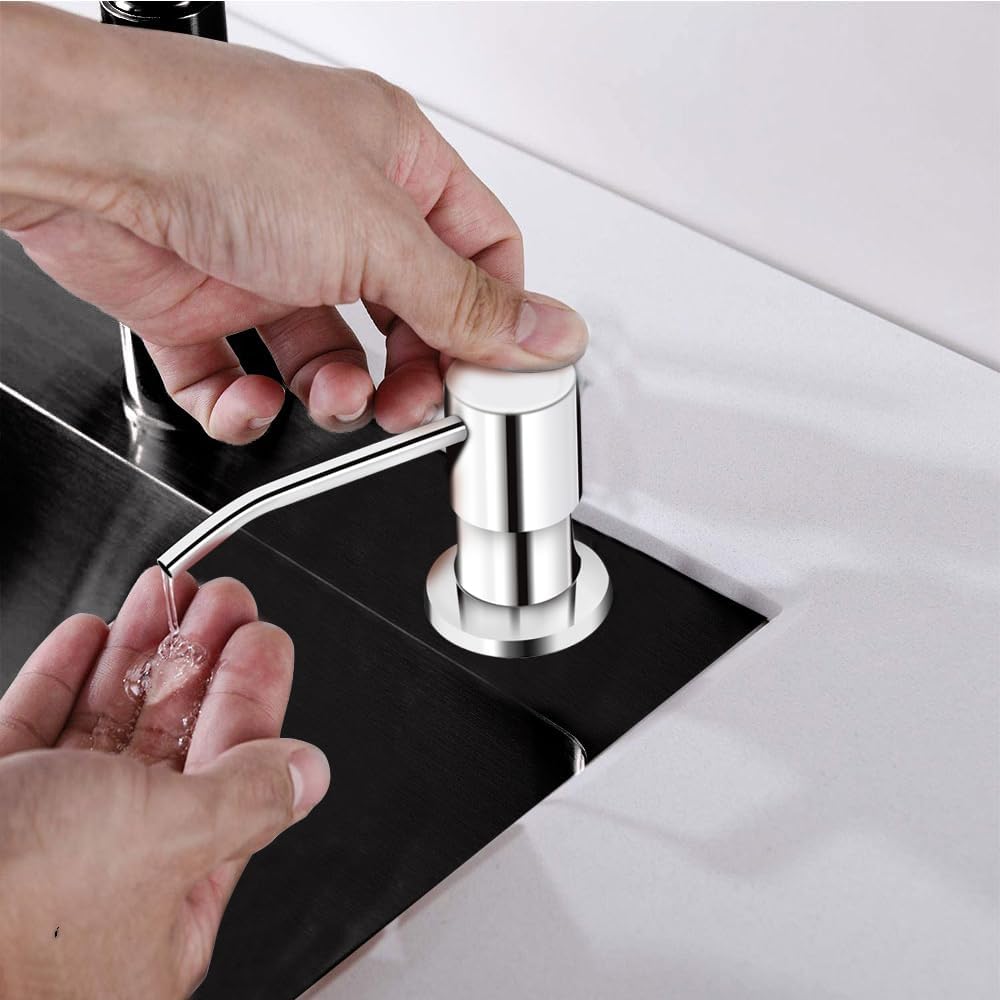 Soap Dispenser for Kitchen Sink, in Sink Soap Dispenser Pump, 47" Silicone Extension Tube Connect to The Soap Bottle Directly, Say Goodbye to Frequent Refills (Chrome)