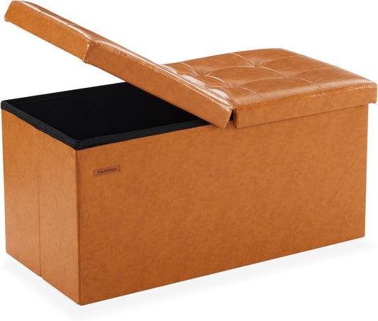 HAUSFRAU - 30 Inches Storage Ottoman Bench with Flipping Lid, Foldable Storage Chest Foot Rest for