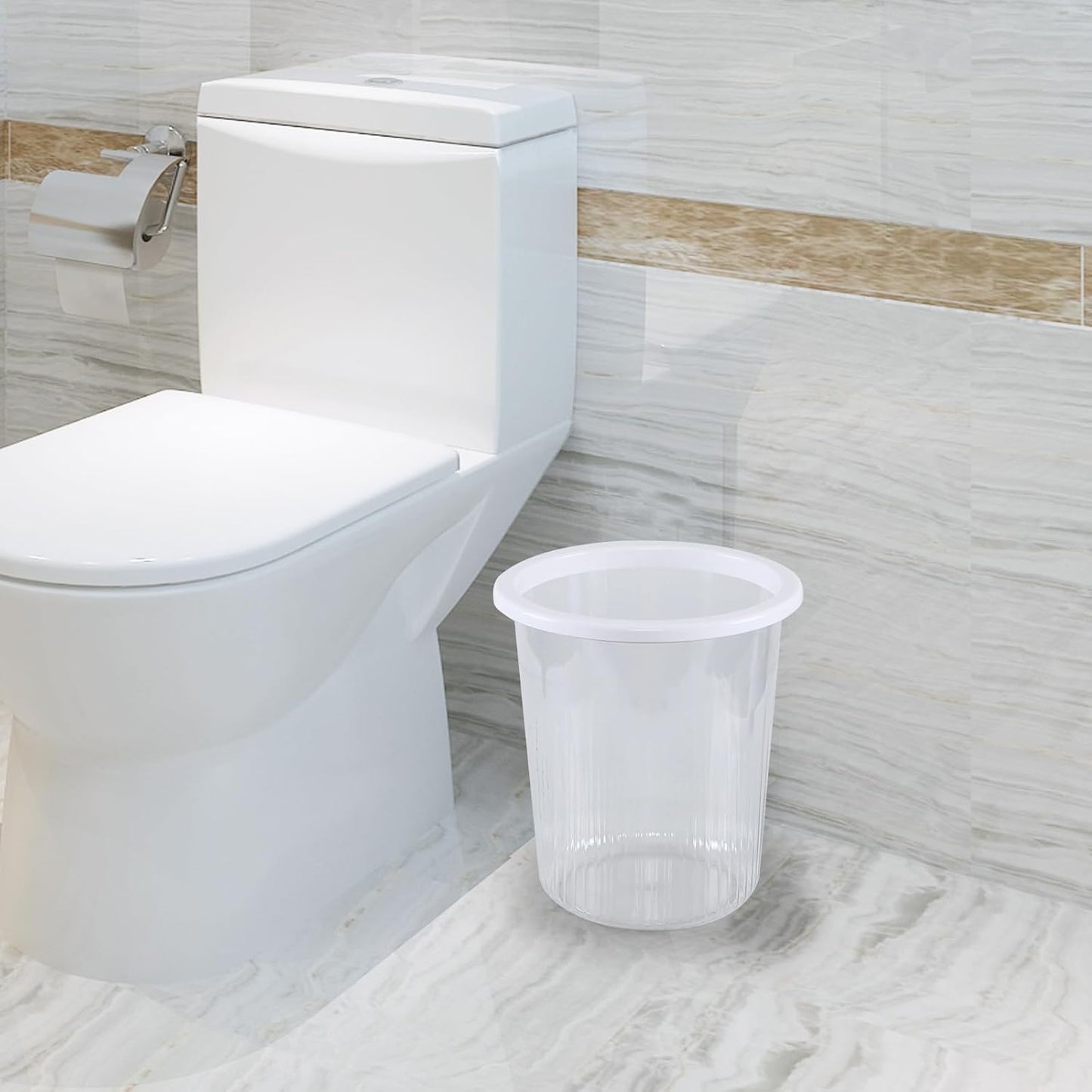 4-Pack Waste Basket Plastic, Small Plastic Garbage Can, Clear, 4 Gallon