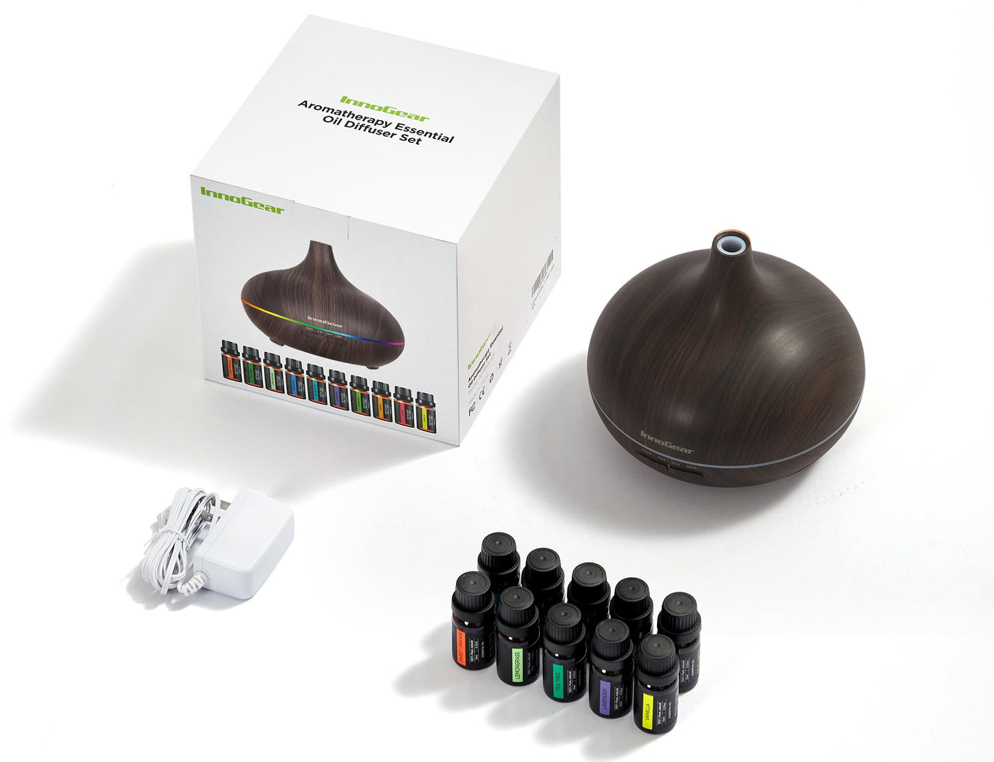 InnoGear 400ml Aromatherapy Essential Oil Diffuser 10 Oils Gift Set, Dark