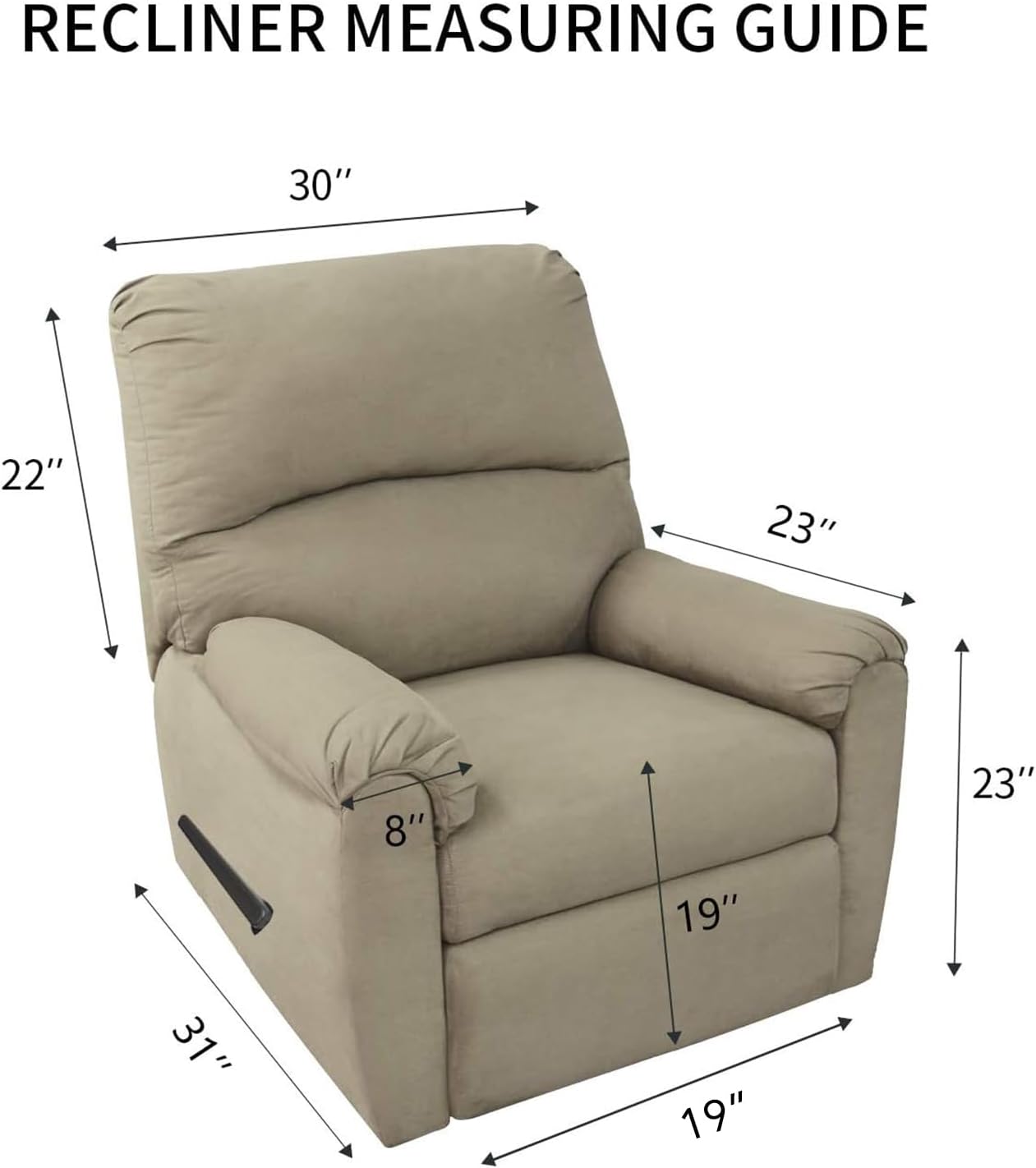 PureFit Reversible Quilted Sofa Cover, Water Resistant Slipcover Furniture Protector, Washable Couch Cover with Non Slip and Elastic Straps for Kids, Dogs, Pets (Small Recliner, Navy/Ivory)