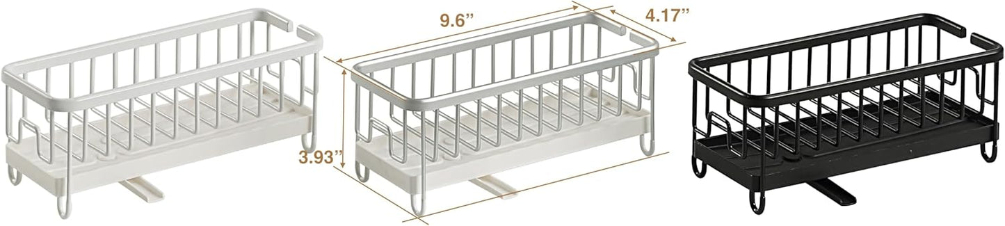 SunnyPoint Never Rust Aluminum Utensil, Sink Cleaning Tools Holder for Kitchen Sink with Drain Board; Dish Wand, Sponge, Soap Dispenser, Utensil Organizer Caddy (WHT)