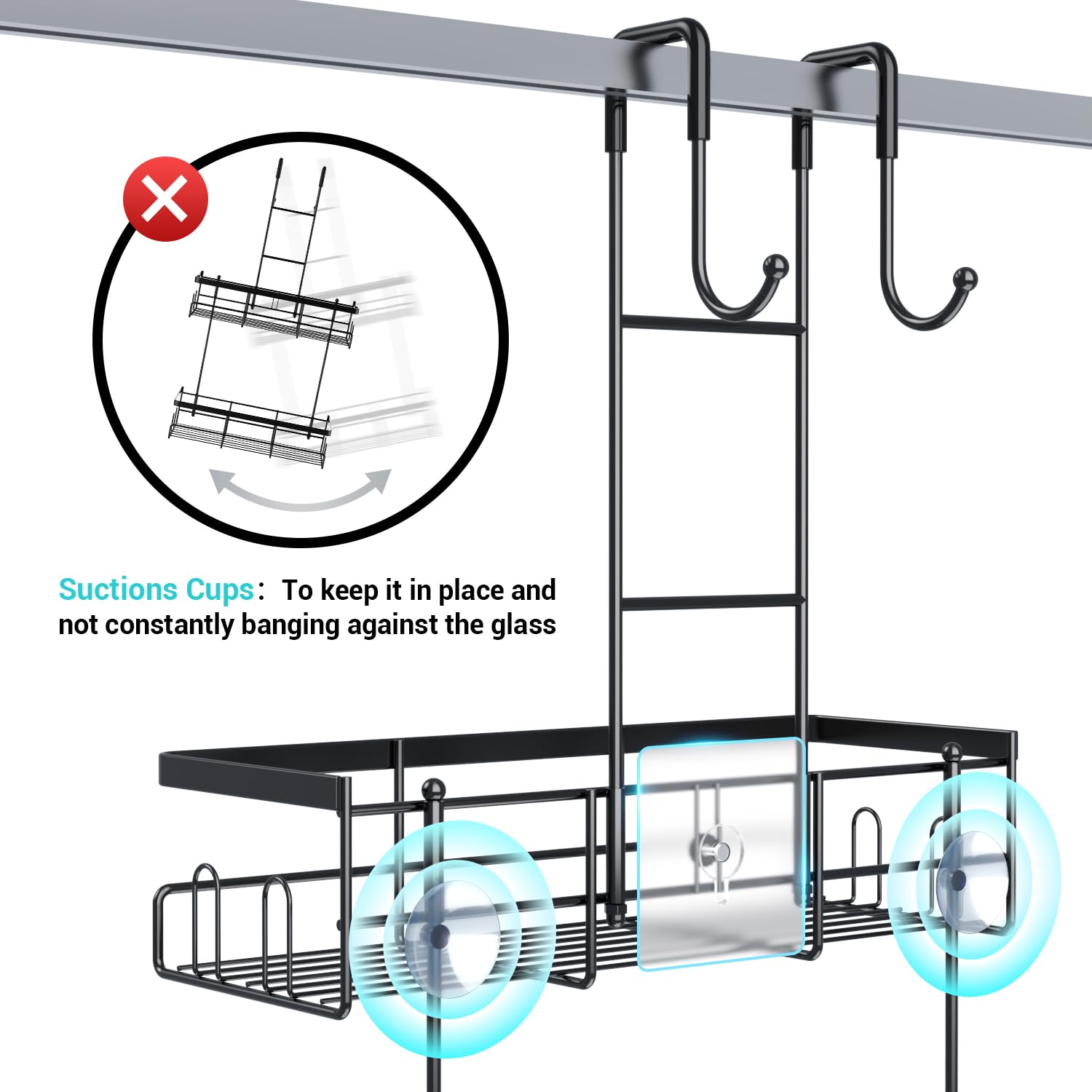 Over the Door Shower Caddy Hanging: No Drill Rustproof Shower Organizer