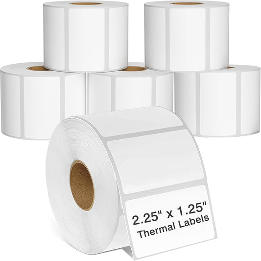 2.25 x 1.25 Thermal Labels, Printable Blank Label Stickers 6000 Label Papers for Barcode Labels