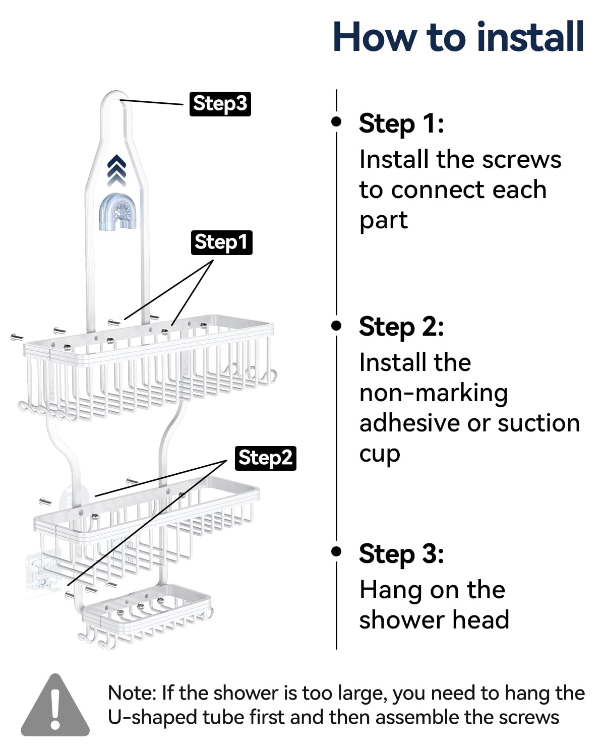 YASONIC Never Rust Shower Caddy Hanging, Aluminum Shower Racks for Inside Shower, 3-Tier Shower