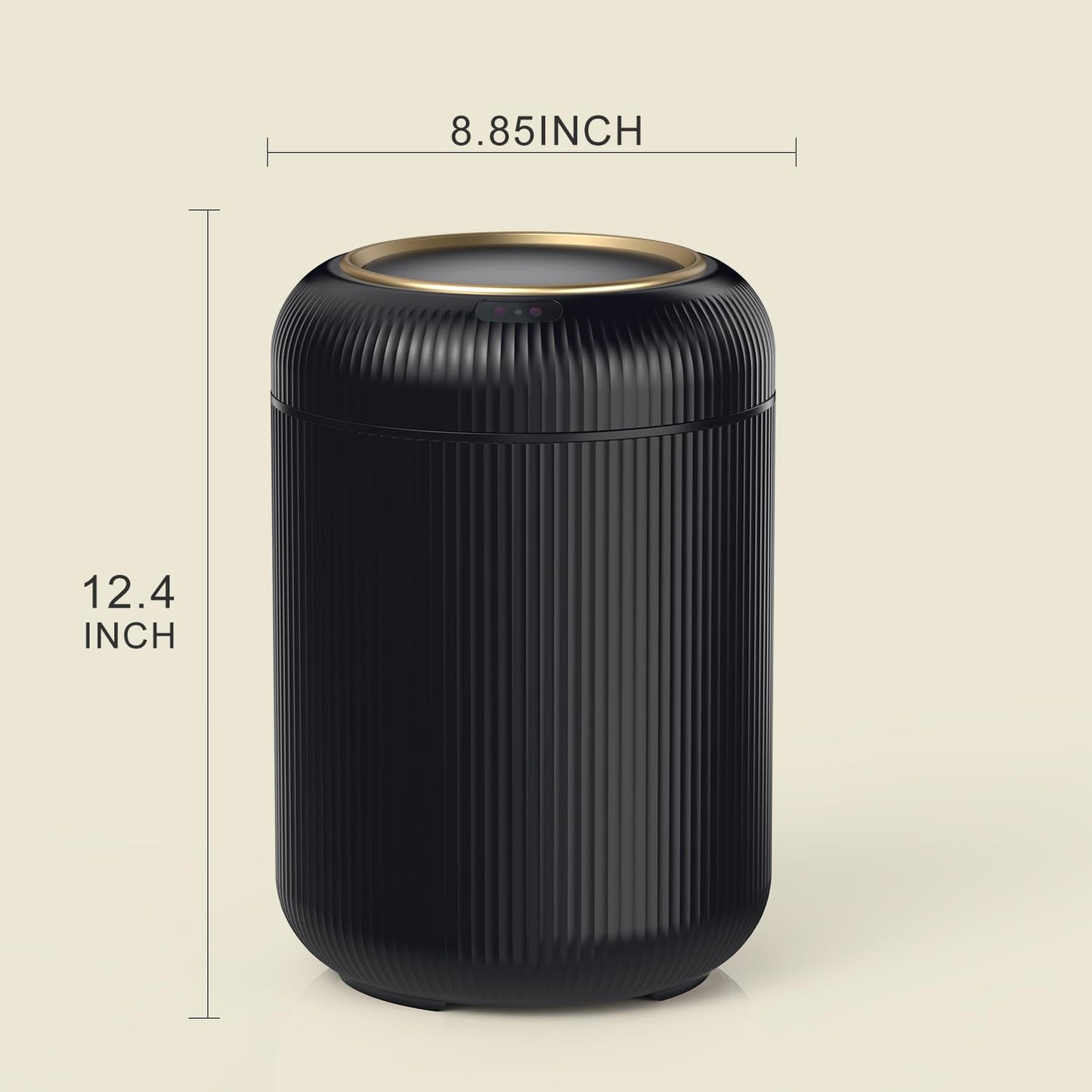 Motion Sensor Bathroom Trash Can with Lid, 3 Gallon / 11L Automatic Bathroom Garbage Can, Smart Black Garbage Can, Touchless Trash Bin, Small Waste Basket for Bedroom, Kitchen, Apartment,Office