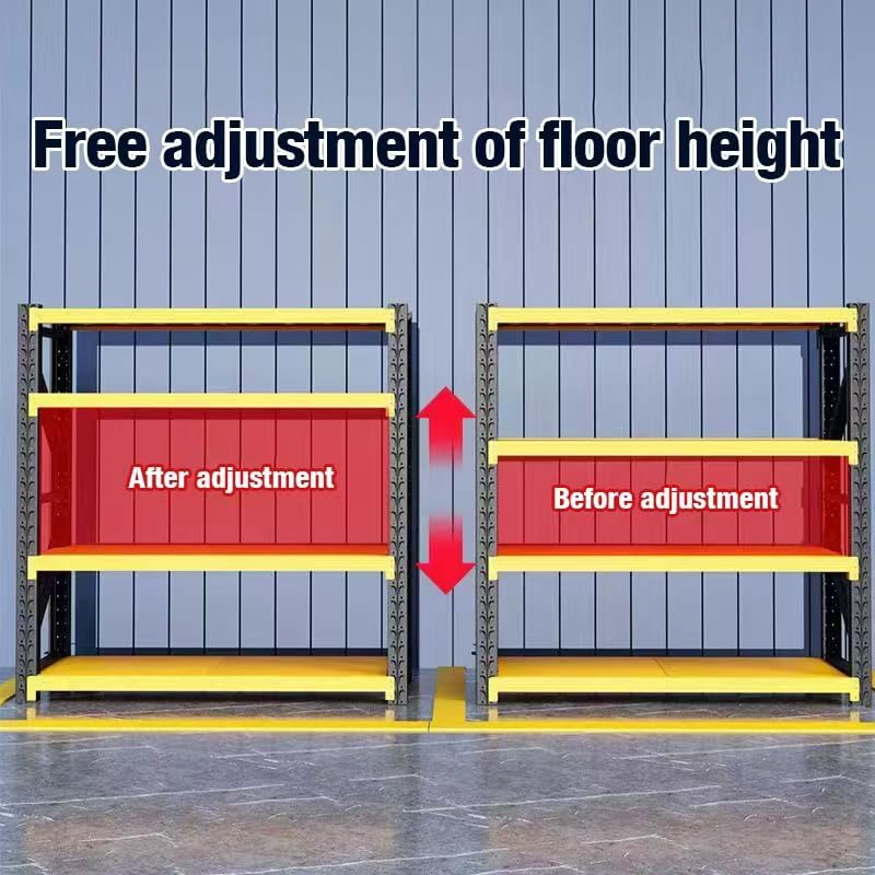 Storage Shelves Heavy Duty, Metal Garage Shelving Units, 4 Tier Storage Rack Shelf, Steel Industrial Shelving, Adjustable Standing Shelf for Basement/Warehouse (Yellow and Black, W59.06*D23.6*H78.74)