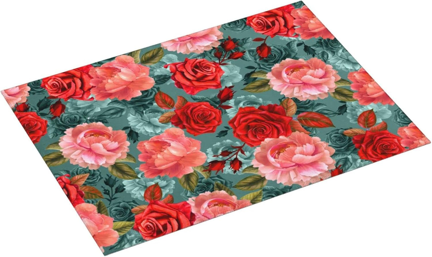 Floral Boho flowers Dish Drying Mat For Kitchen Counter 18 X 24 Inch Absorbent Dish Mat Reversible Drainer Drying Kitchen Mat