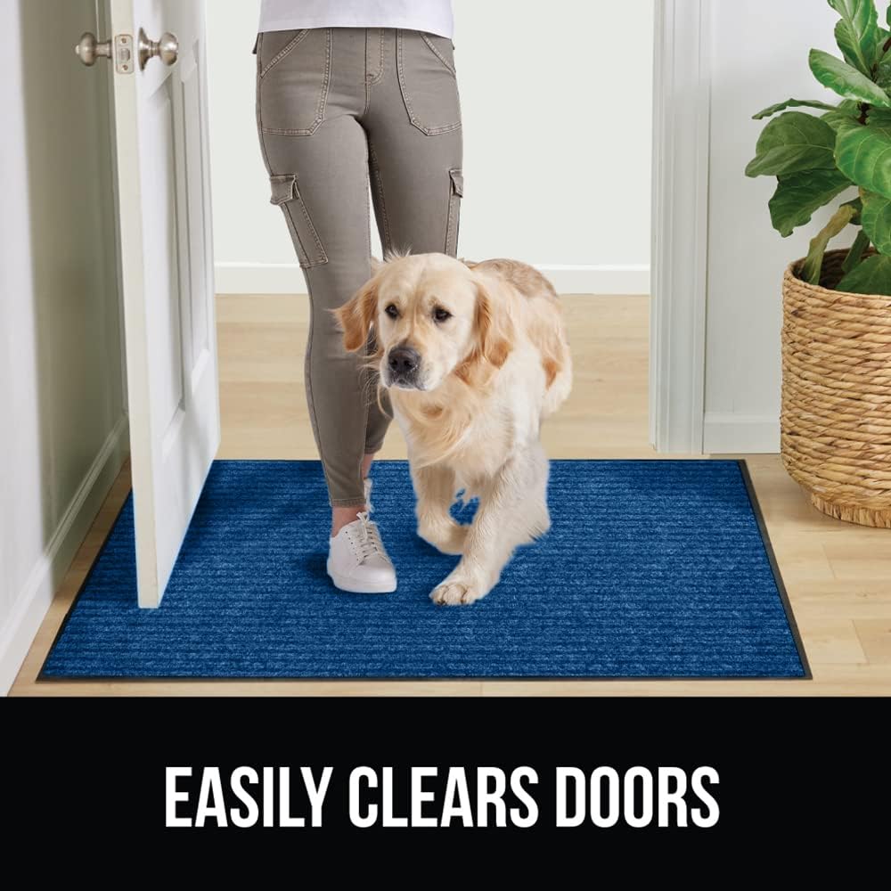 GORILLA GRIP Traffic Guard Door Mat, 72x48, Heavy Duty Welcome Mats, Commercial Office Space Doormat, Waterproof, Fade Resistant, Strong Rubber Backing, Low Profile, Shoe and Boot Scraper, Blue