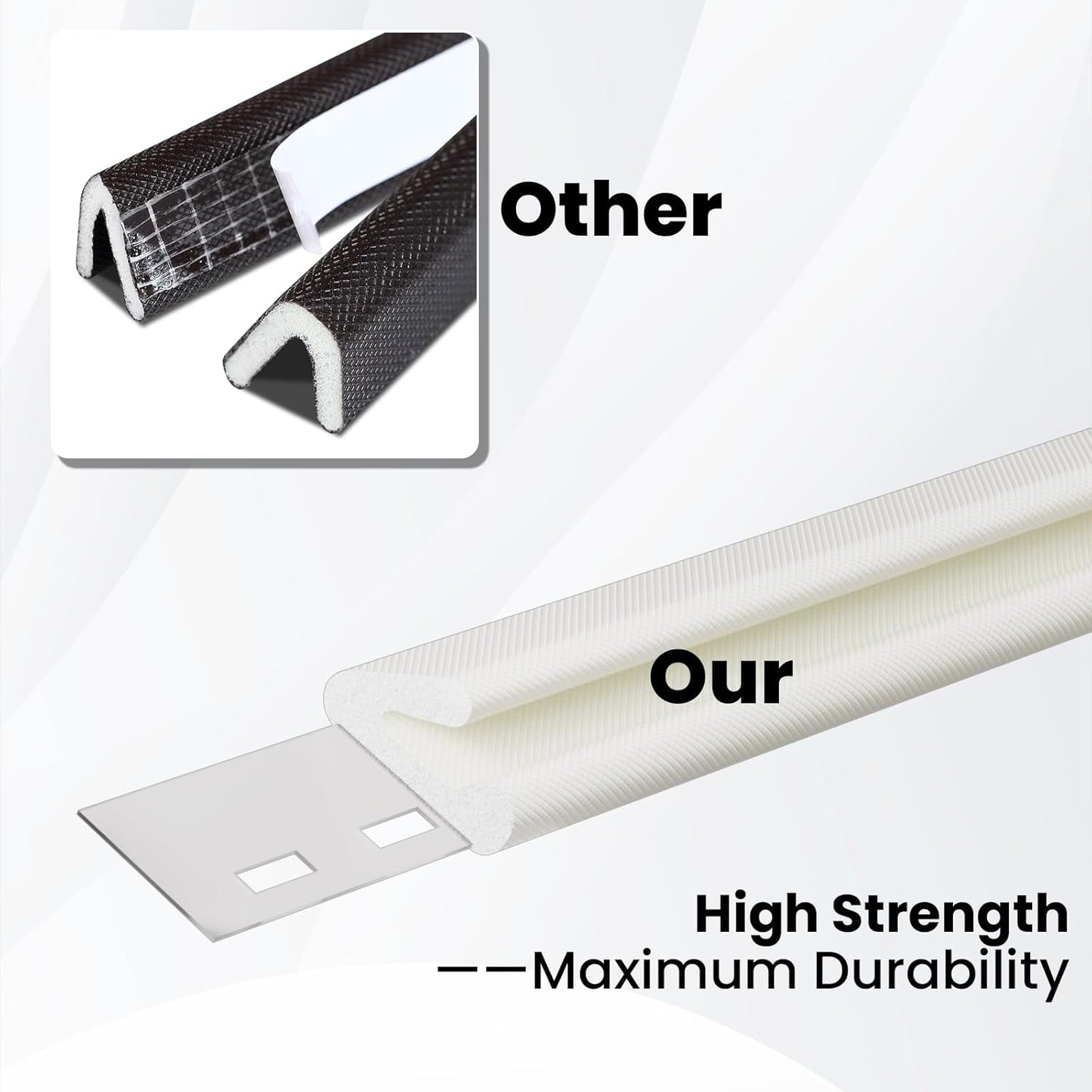 V Shape Foam Weather Stripping Door Frame Seal Strip 2Pcs×26FT White, Draft Stopper, Insulation Winter, Weatherstripping, Gap Sealing, Soundproofing, Self-Adhesive Used for Exterior Front Door Side