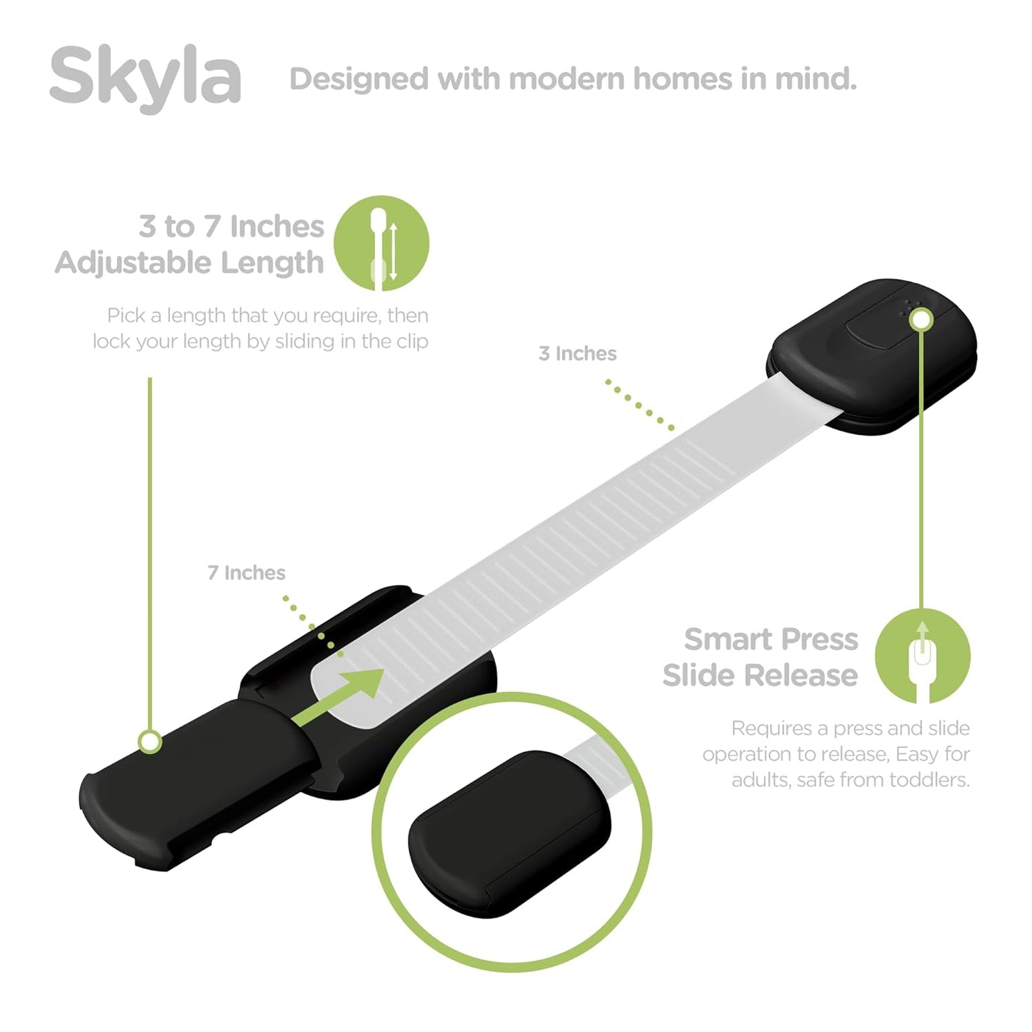 Baby Proofing Child Safety Locks (16 Pack) by Skyla Homes - The Safest, Quickest and Easiest 3M Adhesive Cabinet Latches, No Screws & Magnets, Multi-Purpose for Furniture, Kitchen, Ovens, Toilet Seats