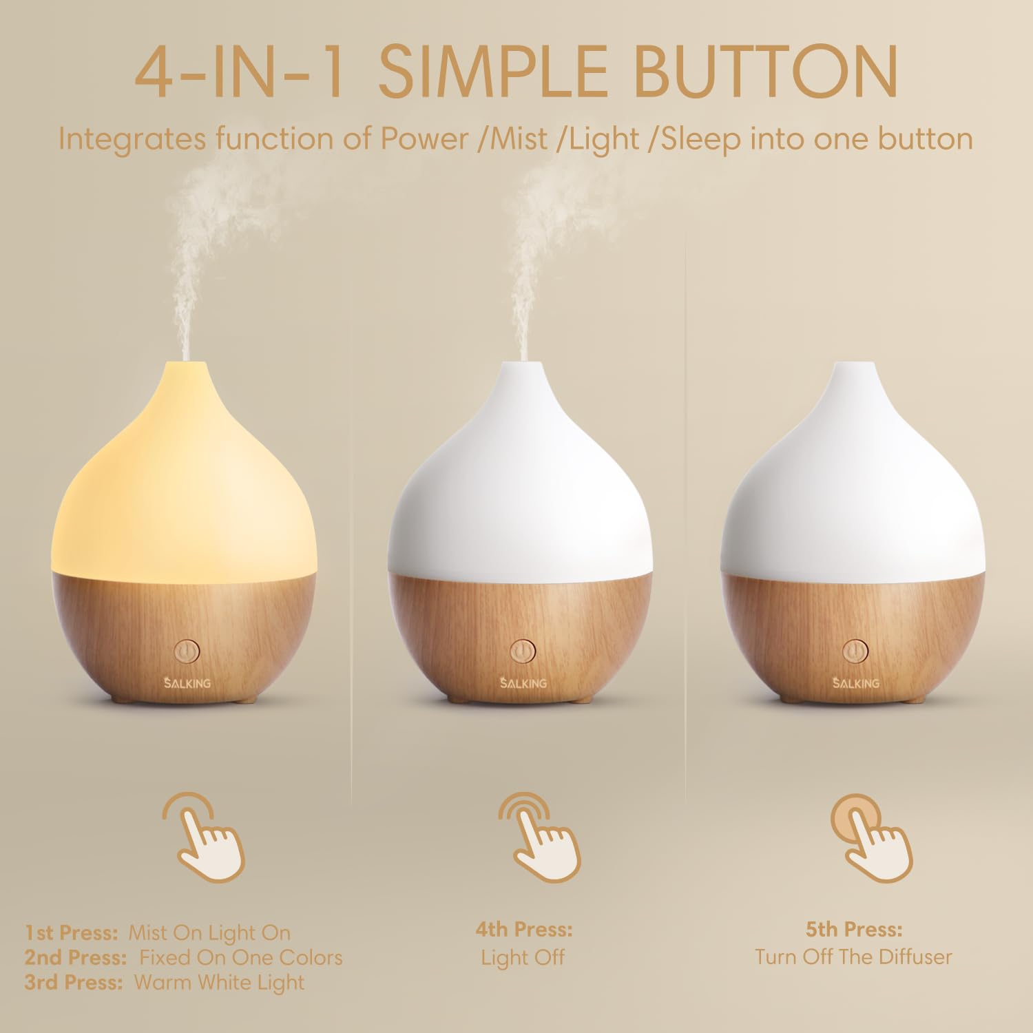 SALKING Essential Oil Diffuser for Home, 100ml Small Aromatherapy Diffuser