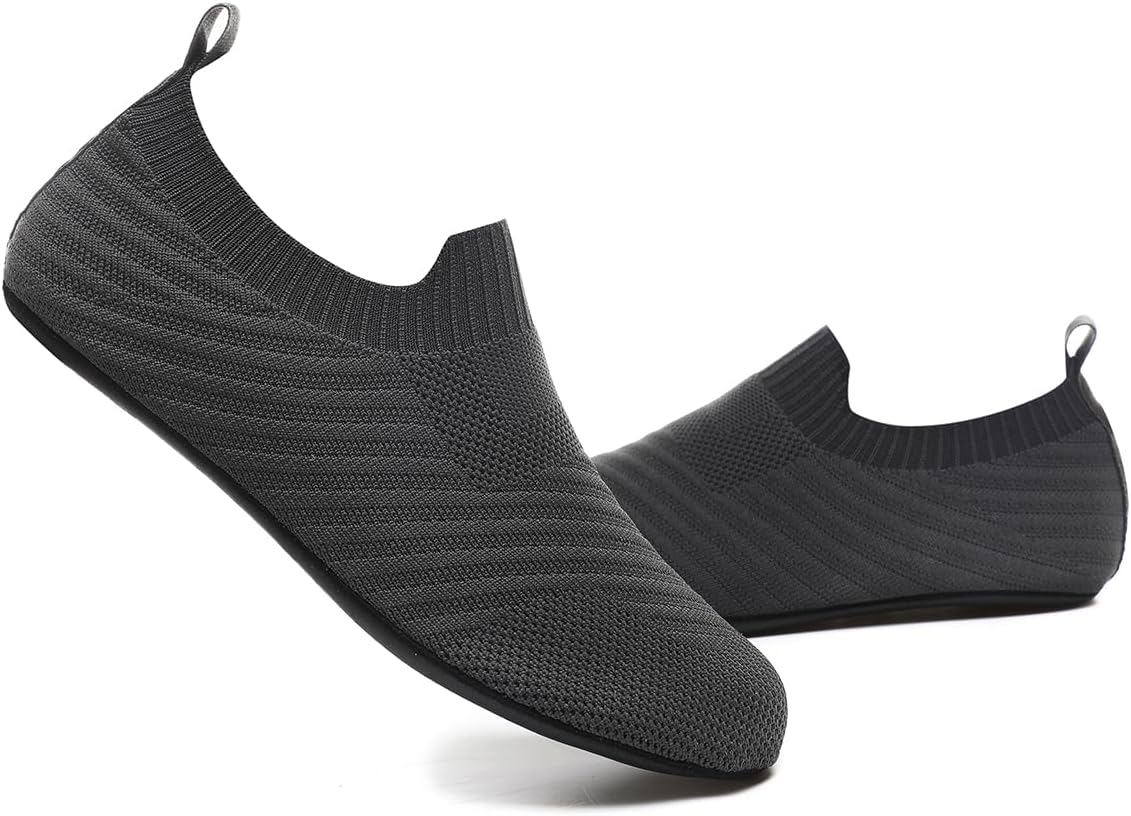 QZKDM Lightweight Slip on Grip Indoor House Slippers Barefoot Non Slip Home Exercise Yoga Shoes for Men Women