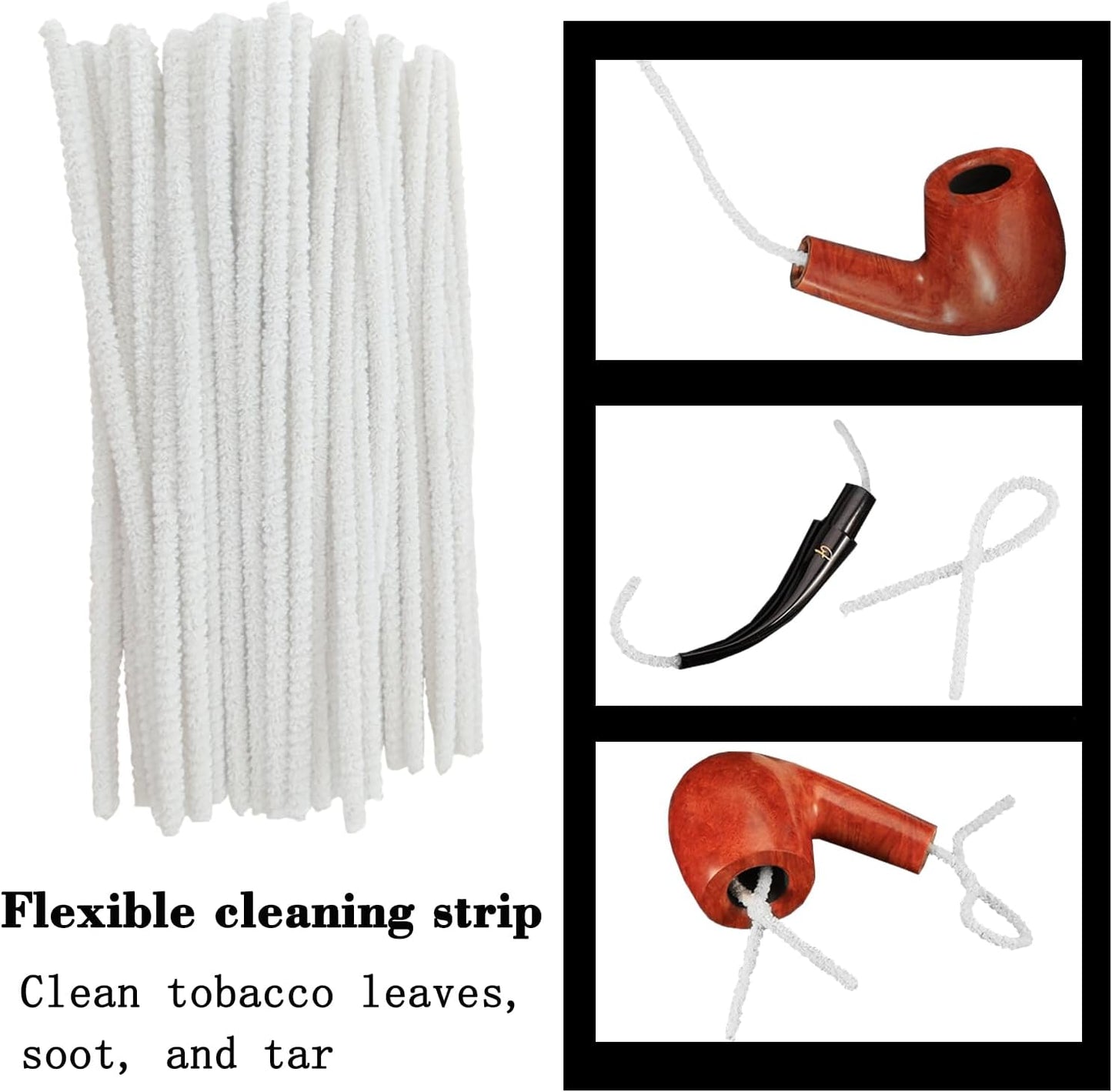 WAFJAMF Multifunctional Pipe Cleaning Kit,50 Pieces of Cleaning Strip 1 Pcs 3-in-1 Pipe Tamper Reamer and 5 Pcs Straw Brush