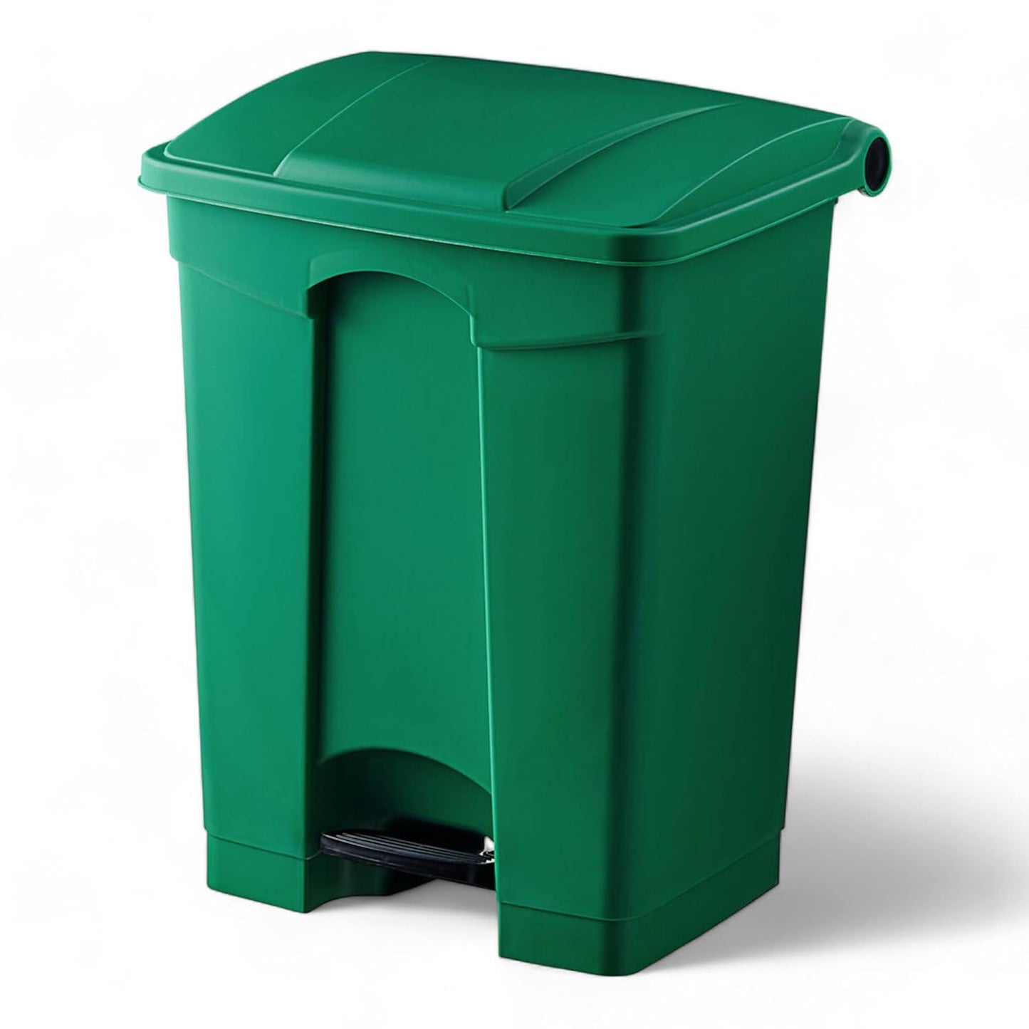 PRO&Family Step-On Trash Can with Lid, Plastic Waste Bin, Foot Pedal Operation (Green, 18 Gallon)