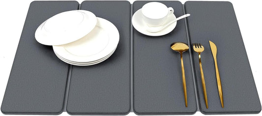 Small Stone Dish Drying Mat for Kitchen Counter, HQAUT 16"×12" Collapsible Quick Drying Dish Mats, Super Absorbent Diatomaceous Earth, Non-Slip Sink Mat for Countertop Dishes, Easy to Clean