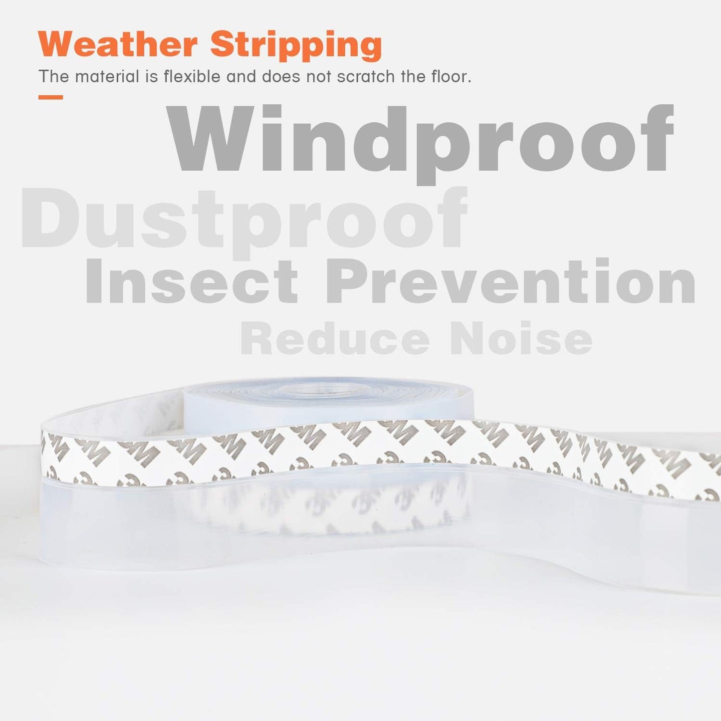 26 Feet Silicone Seal Strip, Transparent, 35MM - Door & Window Seal, Draft Stopper Adhesive Tape for Doors, Windows & Shower Glass Gaps
