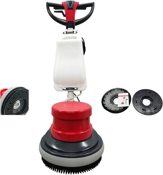 TECHTONGDA Floor Polisher & Buffer Commercial Floor Buffer Scrubber 17" Carpet Cleaning Machine 154RPM Industrial Orbiter Floor Cleaning with 3gal Tank and 3 Brush heads