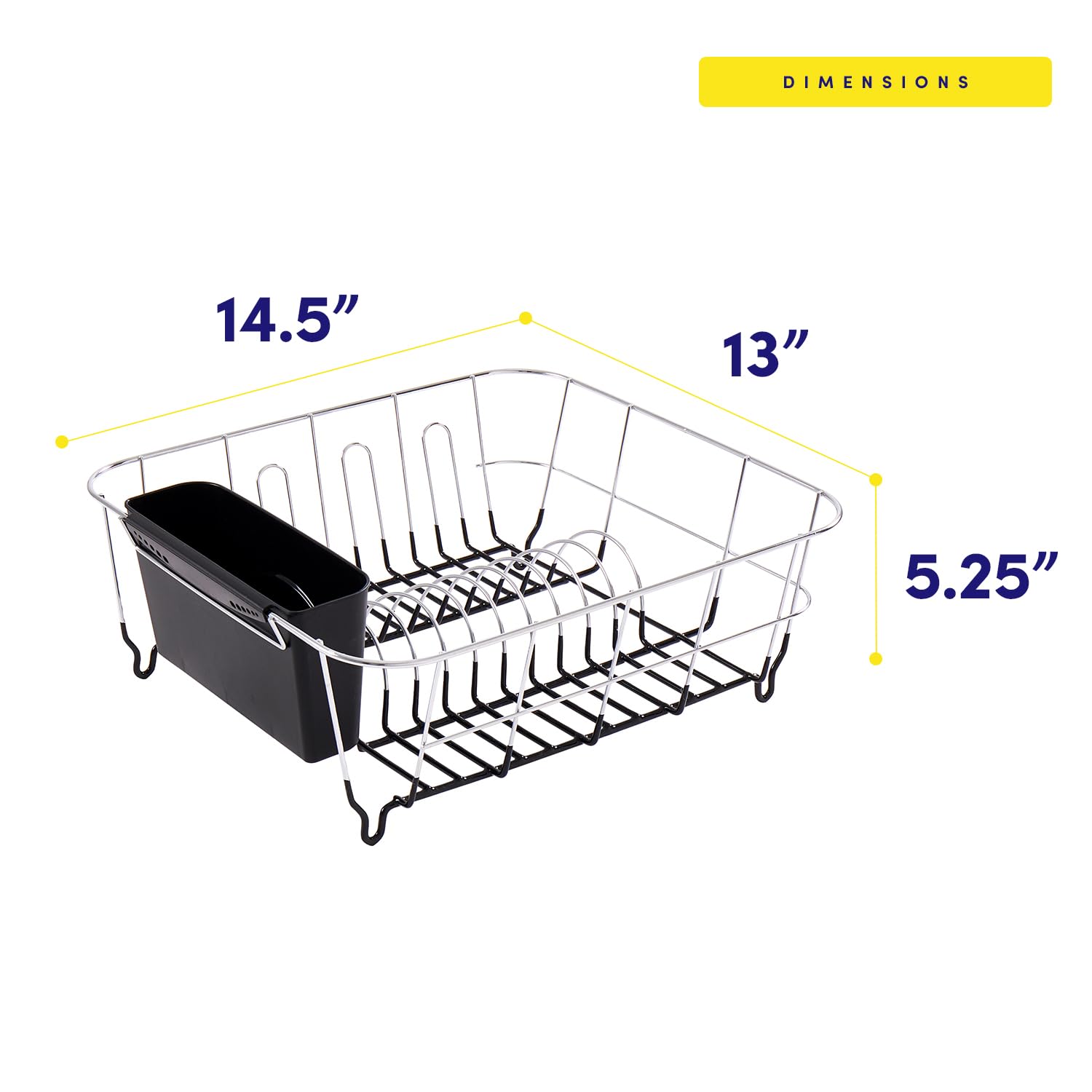 Sweet Home Collection 2 Piece Dish Drying Rack Set Drainer with Utensil Holder Simple Easy to Use