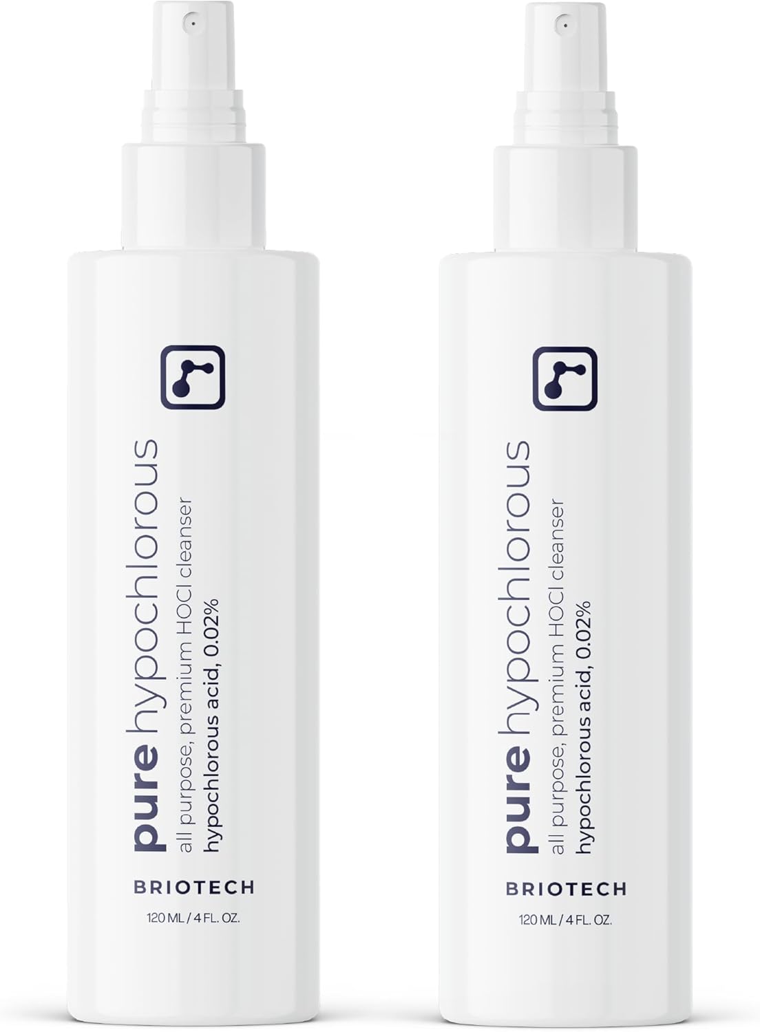 BRIOTECH Pure Hypochlorous Acid Spray and Cleanser, Original Premium HOCl Topical Solution, Multi-Purpose Cleaner, Family Approved & Pet Friendly, 4 fl oz (2 Pack)