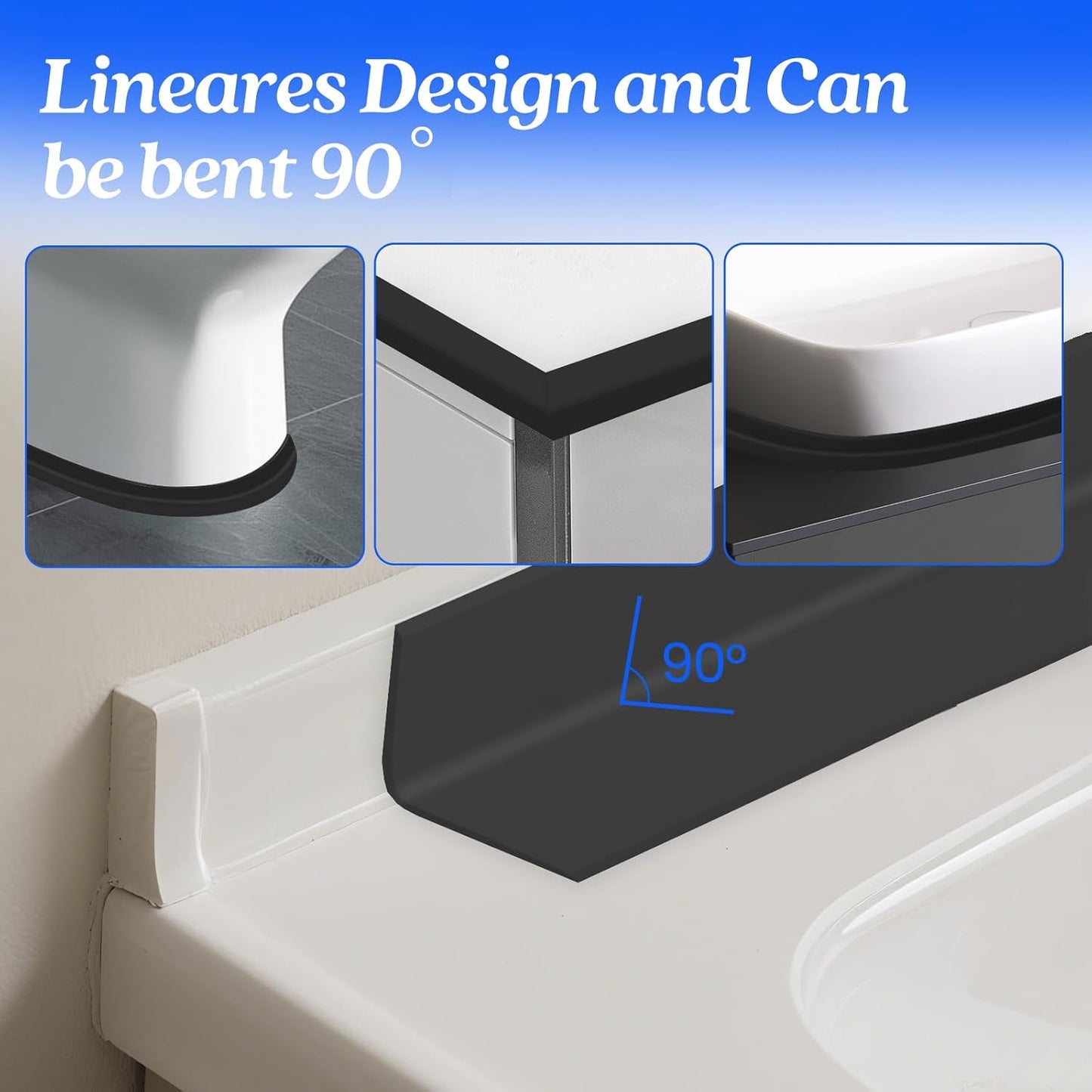 ABSOFINE Caulk Tape Waterproof Self Adhesive, Black Toilet Caulk Sealant Tape, Shower Seal Strip for Kitchen, Countertop, Bathroom, Sink Bathtub Toilet Edge Protector with Sealing Tool (1.97"x16.4Ft)