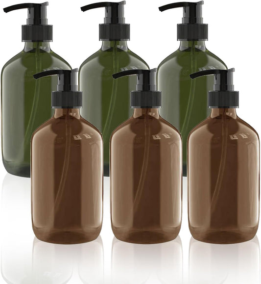 6 PCS 10 OZ Pump Bottle Plastic Pump Lotion Dispenser Empty Bottles Refillable Plastic Containers for Shampoo Lotion Body Wash, Creams, Moisturizer, Massage Oil, Multicolor