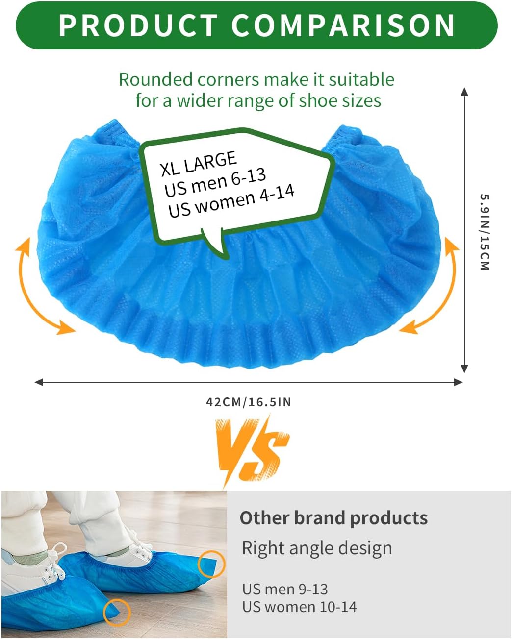 100Pcs(50 Pairs) Non-Woven Shoe Covers Disposable Non Slip for Indoors, Breathable | Durable | Boot Covers, Fits Up to Size 13 US Men (Blue)