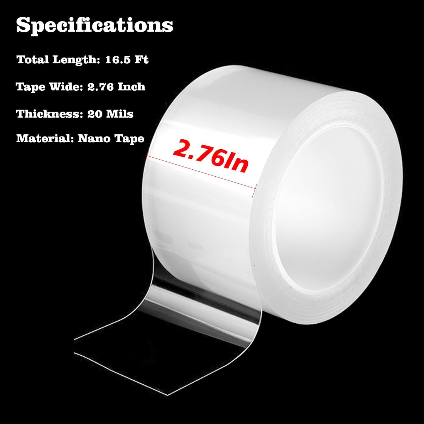 Transparent Window Weather Sealing Tape 2.76 Inch x 16.5 FT Weather Stripping Residue-Free Clear Window Insulation Caulk for Shower Glass Gaps and Clear Tape Doors Windows Windproof