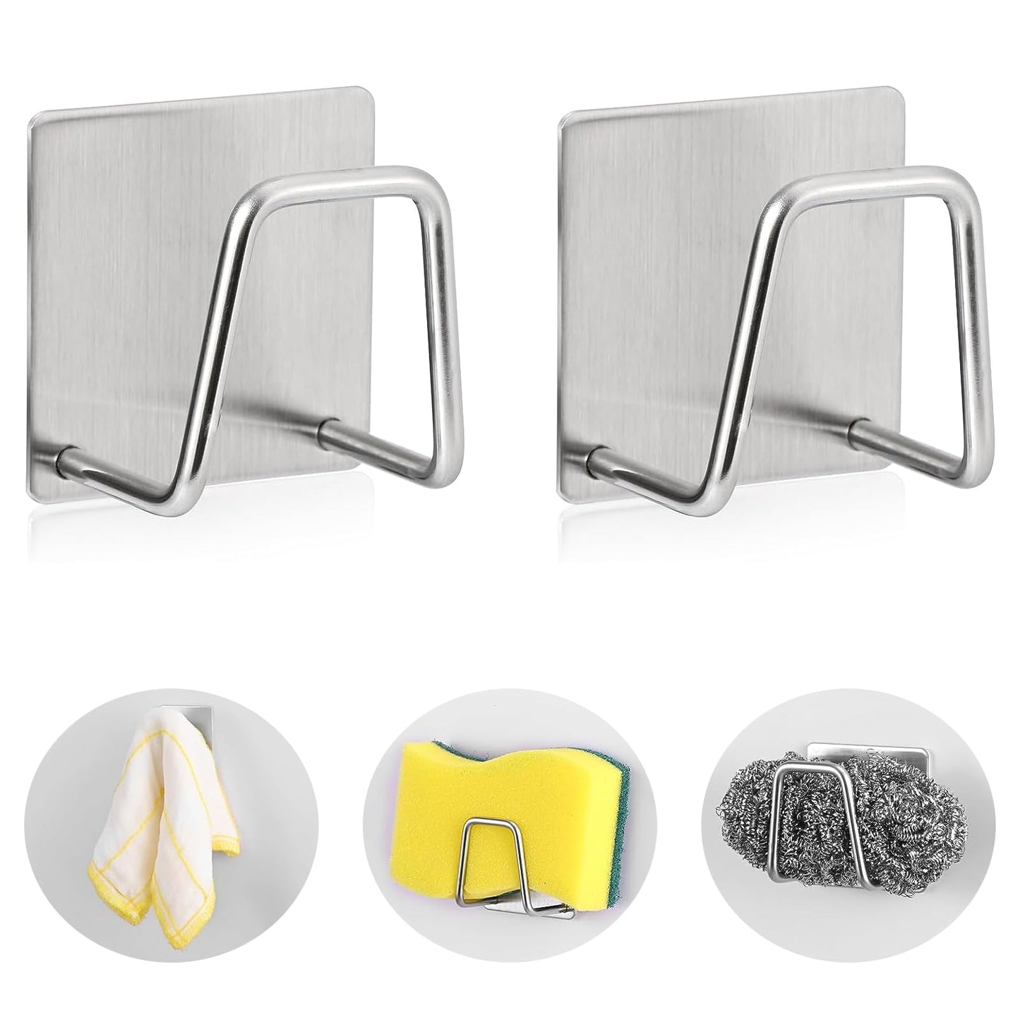 Luckyiren 2-Pack Stainless Steel Sponge Holder for Kitchen Sink - Rustproof Brushed SUS304 Sponge