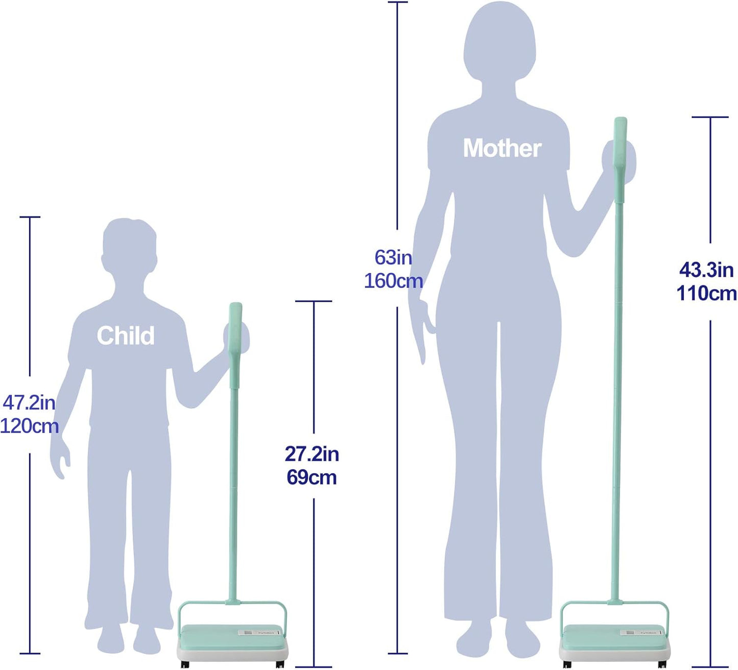 Eyliden Carpet Sweeper, Mini Size Lightweight Hand Push - No Noise, Non-Electric, Easy Manual Sweeping Only for Carpet Cleaning (Mint)