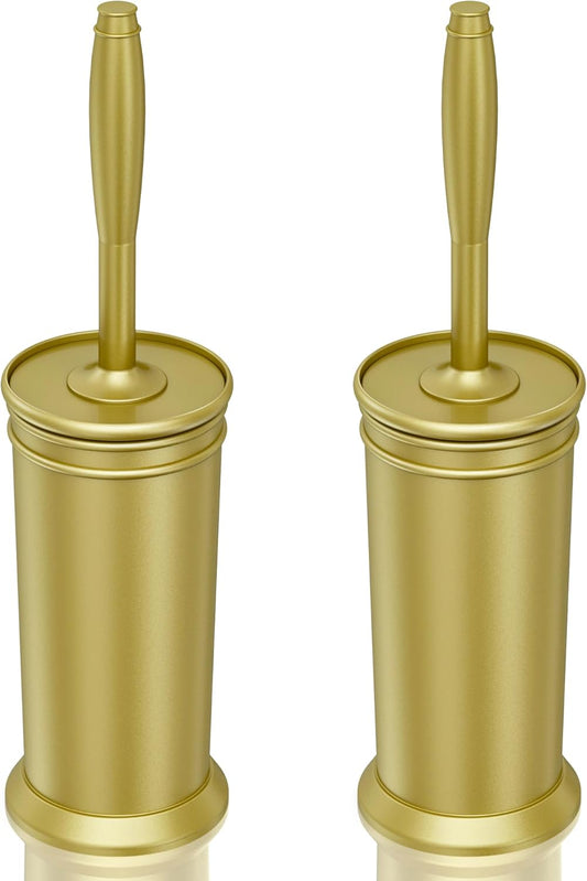 UPTRONIC Toilet Brush, Aluminum Alloy Toilet Brush and Holder Set with Extra Long Handle Durable Bristles Toilet Bowl Brush and Covered Holder for Toilet Scrubber for Bathroom Cleaning