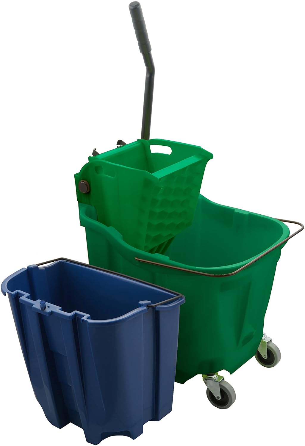 Carlisle FoodService Products Omnifit Mop Bucket with Side Press Wringer and Soiled Water Insert for Floor Cleaning, Kitchens, Restaurants, And Janitorial Use, Polypropylene (Pp), 35 Quarts, Green