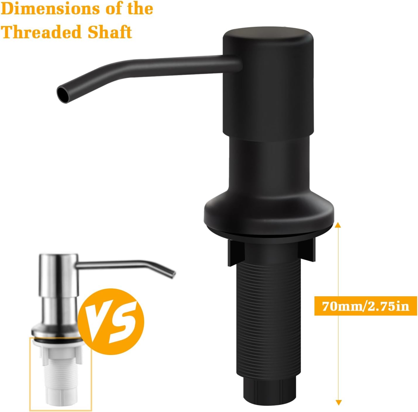 Soap Dispenser for Kitchen Sink, Built in Sink Soap Dispenser Lotion Dispenser with 17 OZ Bottle, Refill from The Top Bar Sink Soap Dispenser, Black (1 Pack)