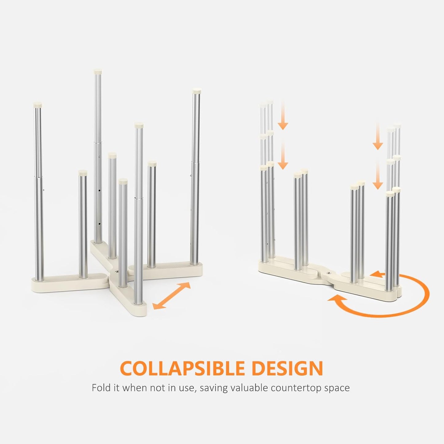 Reusable Storage Bag Drying Rack, Retractable Metal Bottle Drying Rack,Collapsible Cup Draining Rack for Water Bottles, Mason Jars,Mugs,Glass and Sports Bottle (2 PCS)