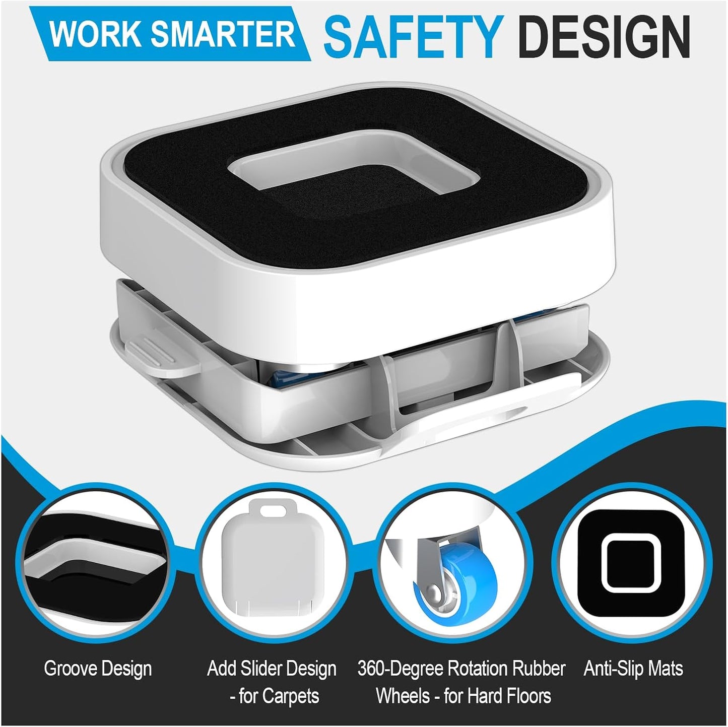 New Upgraded Furniture Sliders for Hard Floors & Carpets, 2-in-1 Furniture Movers with Wheels, Furniture Dolly for Moving Heavy Duty Sofa, Bed, Appliance, Load Capacity Up to 750lb