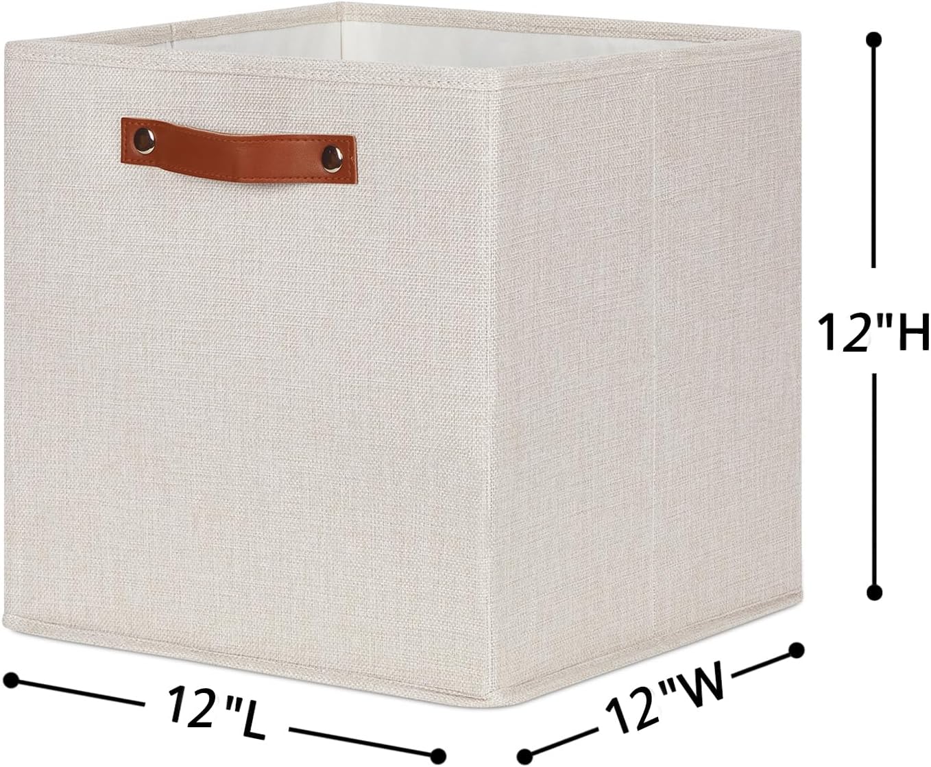 HNZIGE Fabric Storage Cubes Set of 4,12 x 12 Storage Baskets,Cloth Storage Bins for Organizing with Handles,Closet Baskets for Organizing Home Nursery(Gream)