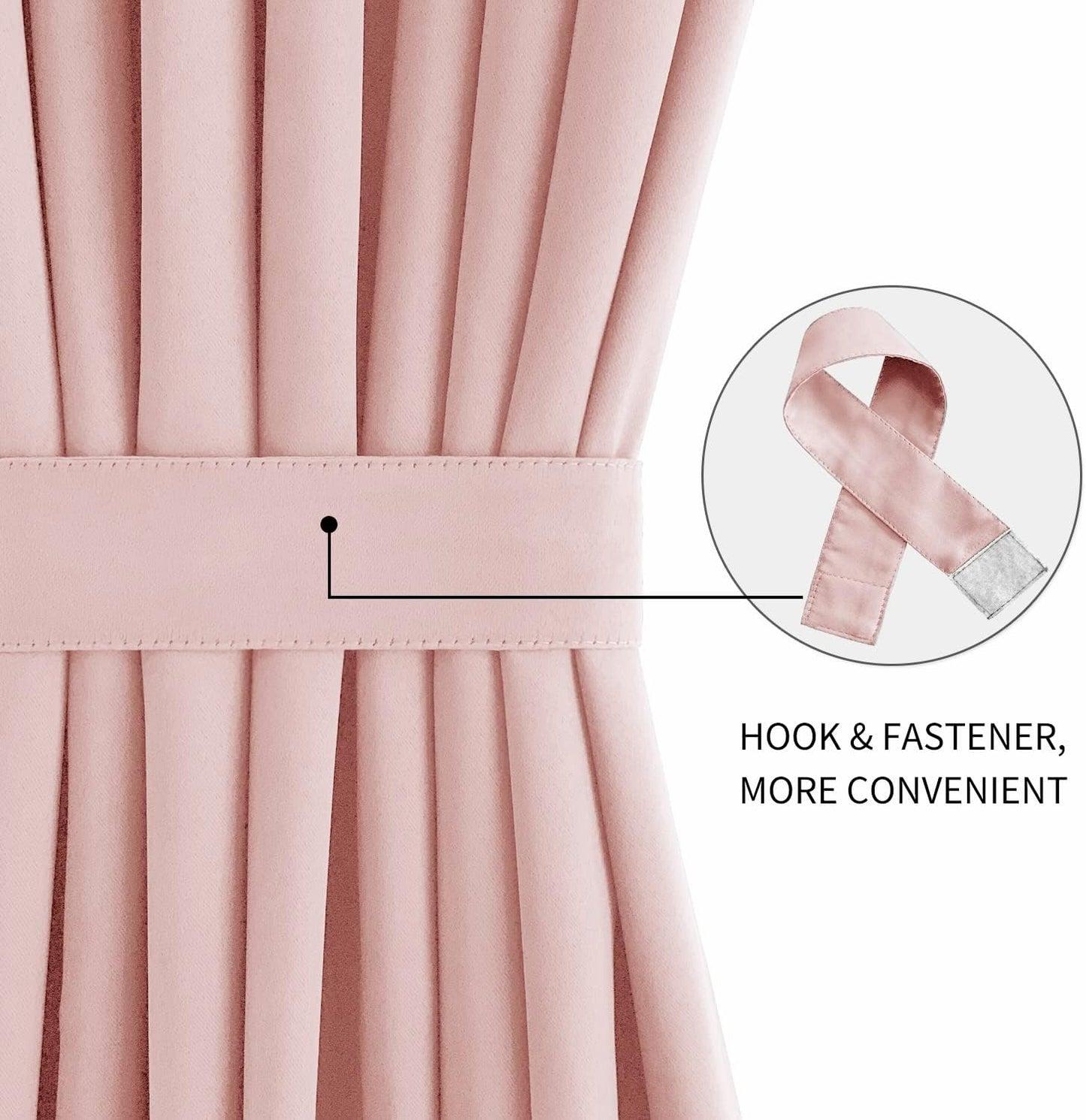 DWCN French Door Curtains – Rod Pocket Thermal Blackout Curtain for Doors with Glass Window, Kitchen and Patio Doors for Privacy, 25 X 72 Inches Long, 1 Curtain Panel with Tieback,Blush Pink