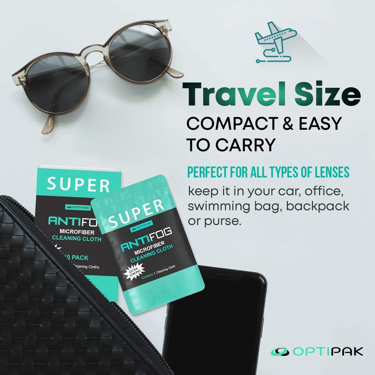 Anti Fog Microfiber Cleaning Cloth for Glasses | Individually Wrapped Microfiber Lens Cleaning Cloth for Eyeglasses, Lenses, Binoculars, Face Shields, Ski Masks or Swim Goggles (10 Count)