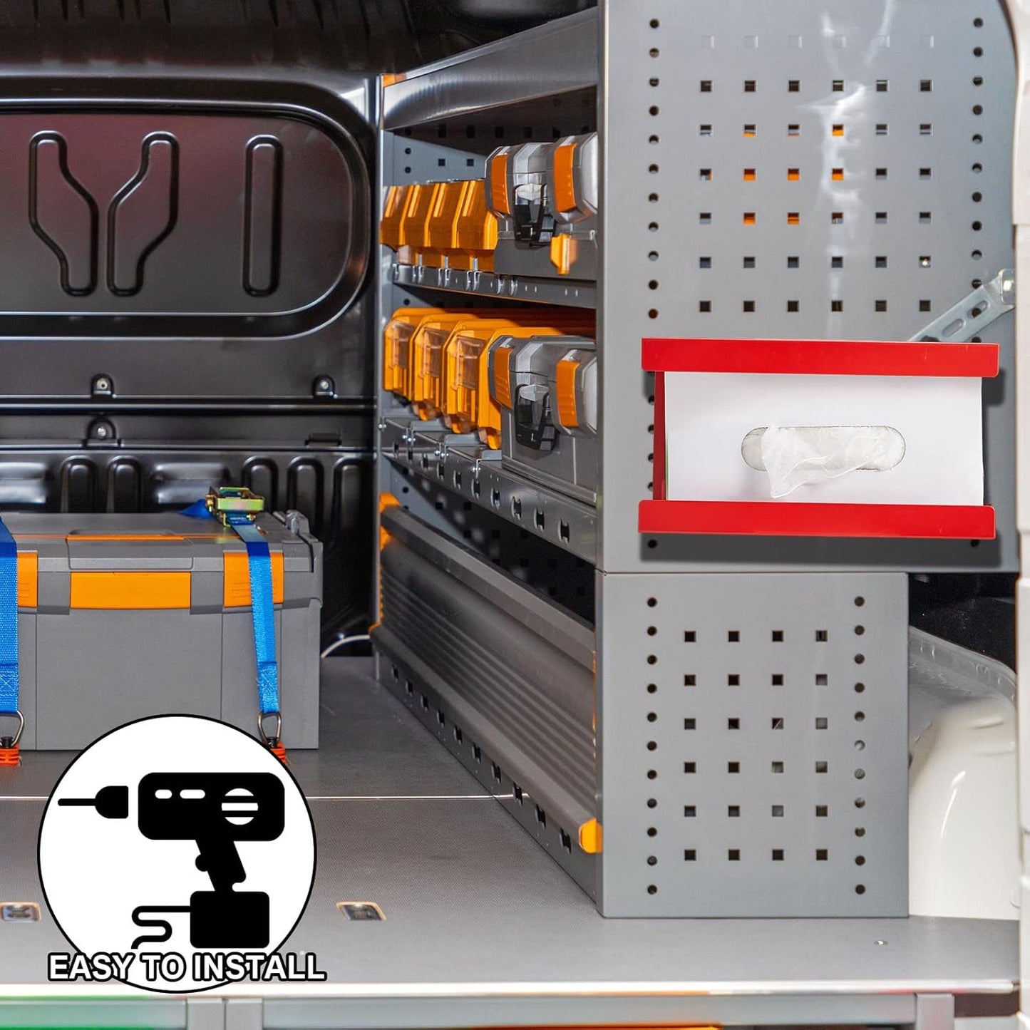 Lounsweer 2 Pcs Magnetic Glove Dispenser Holders Wall Mount Boxes of Gloves Commercial Quality Towels Wipes Paper Tissue Box Holder Kitchen Fridge Office Workshops Garage Tool Hospital(Red)