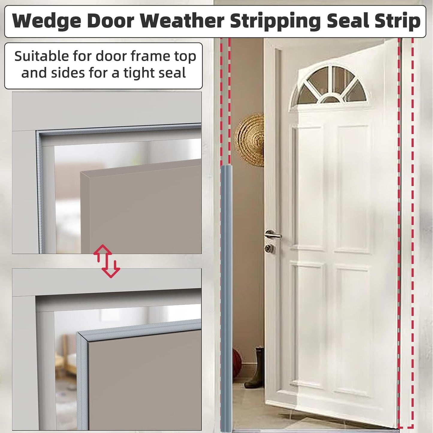 16.4 Ft Weather Stripping Seal Strip for Doors/Windows,Soundproofing Window Insulation Draft Stopper for Winter, Selfadhesive Foam Weather Strip for Door Frame,Door Gap Filler Noise Blocker(Gray)