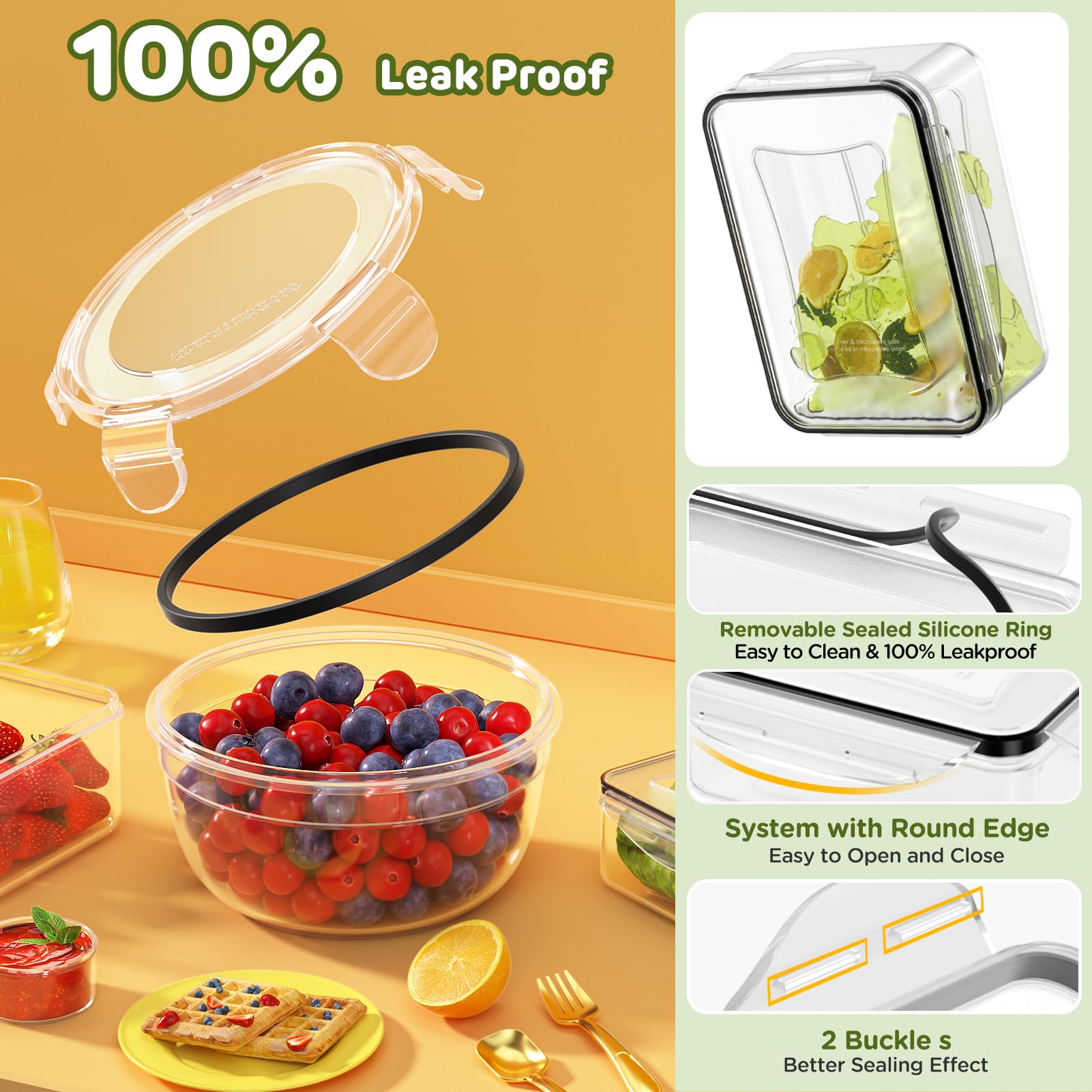 JSCARES 40 PCS Food Storage Containers with Lids Airtight (20 Lids &20 Containers) - Leakproof