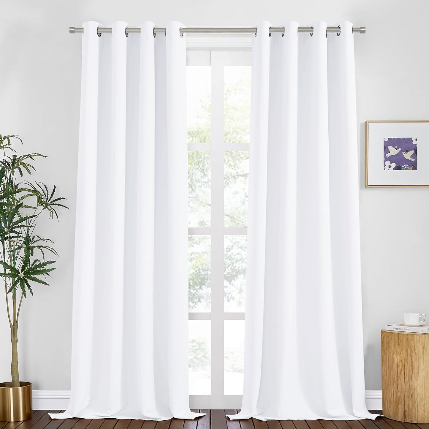 PONY DANCE Room Darkening Curtains for Bedroom - 2 Panels Set Thermal Insulated Doorway Hallway Room Divider Curtains for Bedroom Sliding Glass Patio Door, 55 x 94 inchs, Pure White