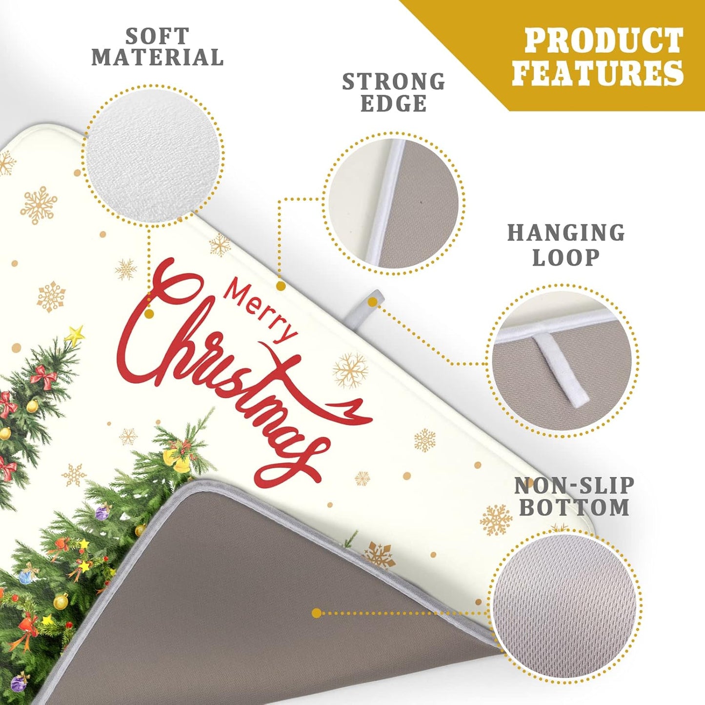 Christmas Tree Dish Drying Mat 18x24 for Winter Xmas Tree Snowflake Kitchen Counter Decor Absorbent Reversible Microfiber Xmas Tree Dishes Pad Dish Drainer Rack Mats Kitchen Accessories