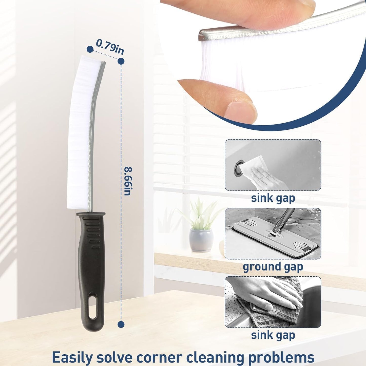 Crevice Cleaning Brush Set, 6 Pack Gap Cleaning Brushes for Bathroom, Kitchen, Window Track, Hard Bristle Grout Cleaner Tool for Deep Crevice and Narrow Space Cleaning