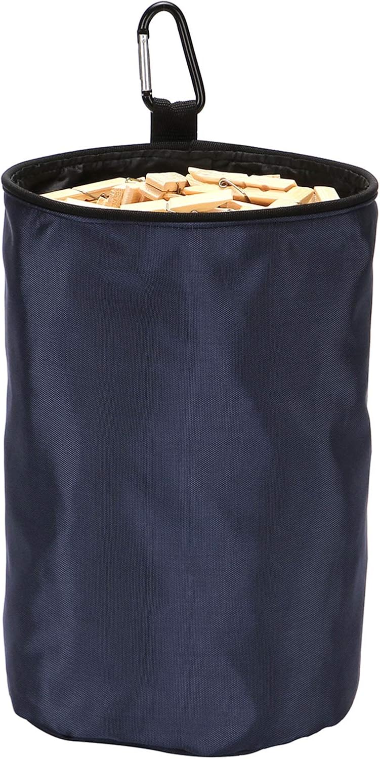 Clothespins Bag Hanging Clothesline Peg Organizer Storage Bags,Dust-proof (navy blue)