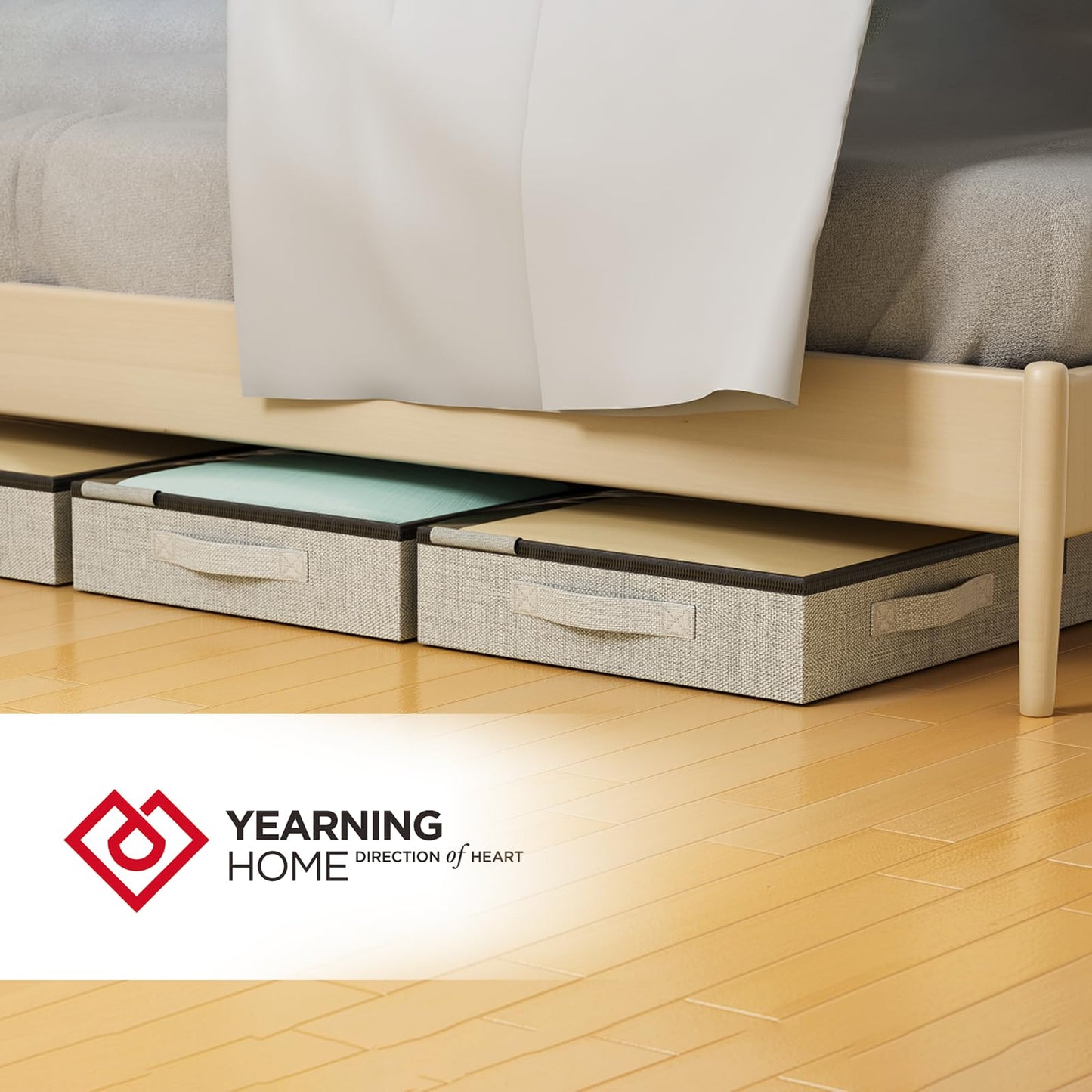 4.5 Inches Under Bed Storage Containers with Sturdy Sidewalls/Bottom and Reinforced Handles，Low